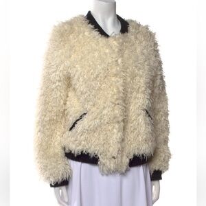 Cream Faux Shearling Bomber Jacket - Women's Cozy Coat